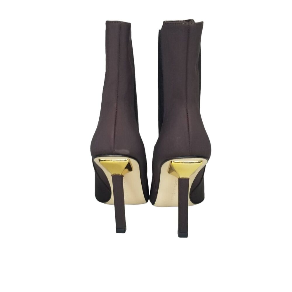 NWT Good American Boots Womens 7 Kickstand Heel Gold Neoprene Chocolate GA118N-X - Picture 2 of 6
